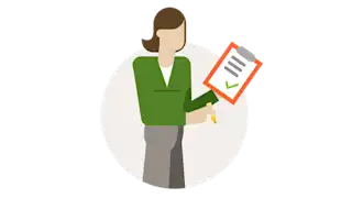 Illustration einer Frau mit Checkliste