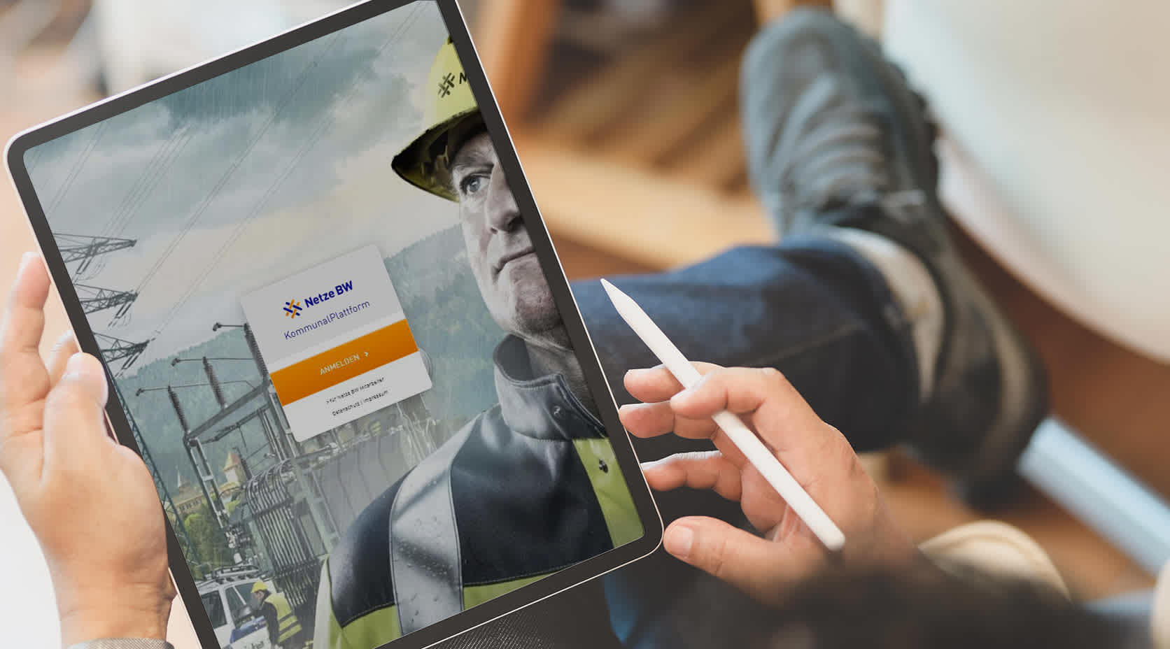 Kommunenportal Login am Tablet