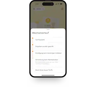 EnBW zuhause+ App Screen Umzug Lieferantenservice Wechselverlauf