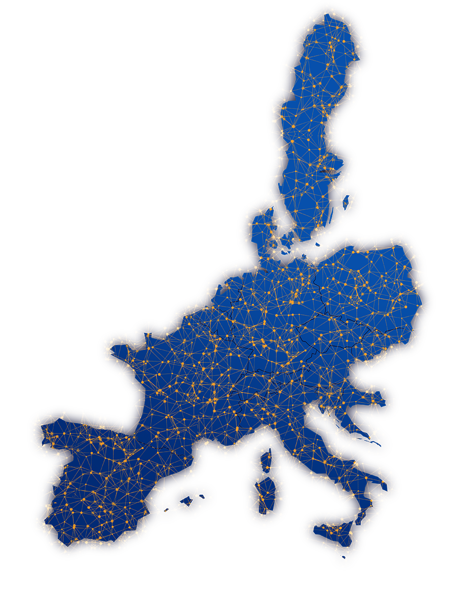 Europa-Karte mit Ladepunkten im EnBW HyperNetz