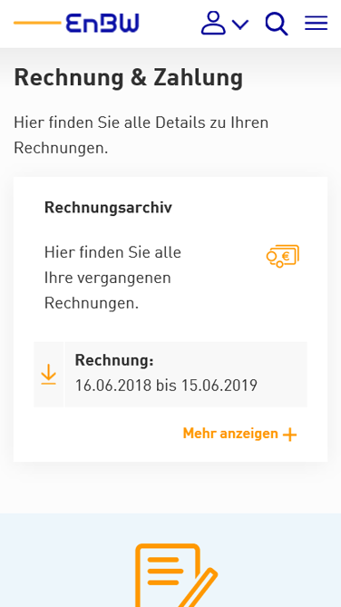 Meine Rechnungen im Meine EnBW Kundenportal