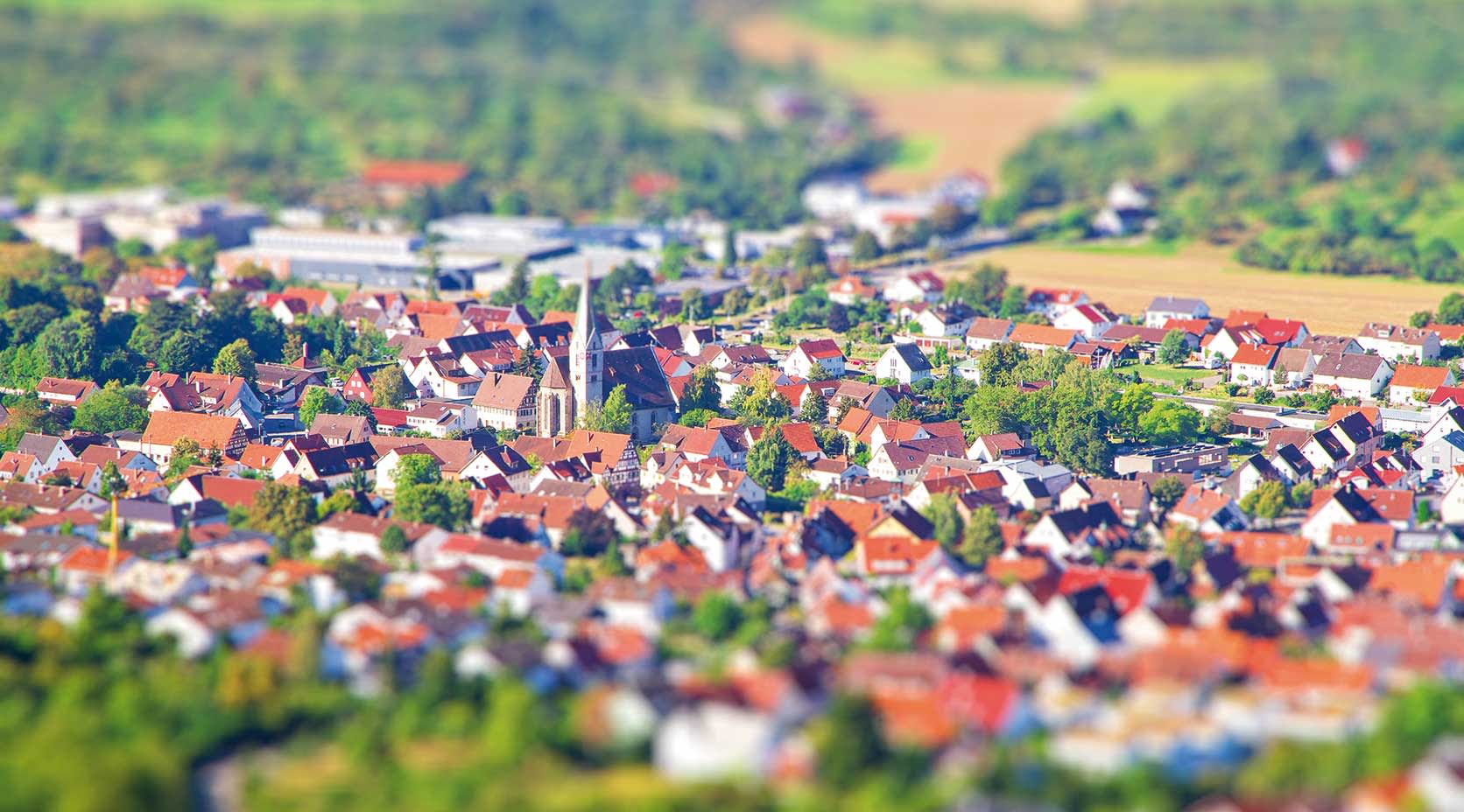 Luftbild von einer Kommune