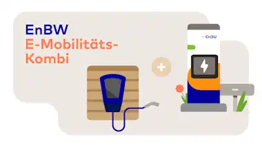 Illustration für EnBW Kombi-Tarife Unterwegs laden Tarif und Zuhause laden Tarif im Bereich E-Mobilität