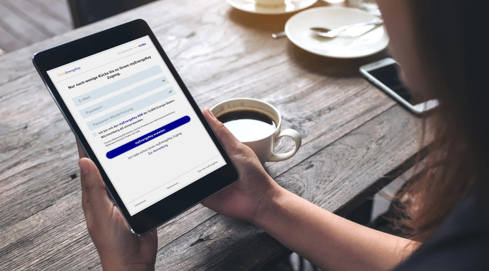 Tablet mit Meine EnBW Login