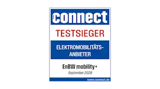 Illustration des Siegels des Connect Testsieger für Elektromobilitätsanbieter / Oktober 2026