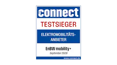 Illustration des Siegels des Connect Testsieger für Elektromobilitätsanbieter / Oktober 2026