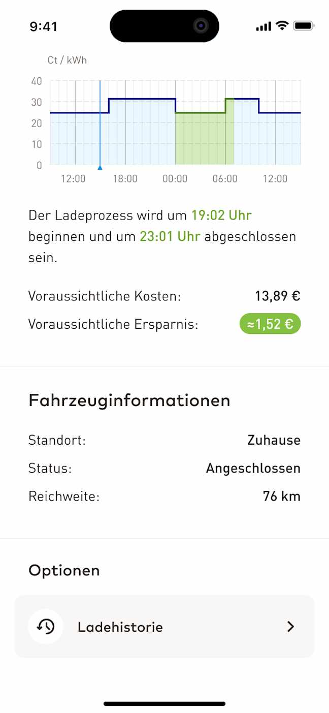EnBW Mavi Preisoptimiertes Laden Screen Ladeplan