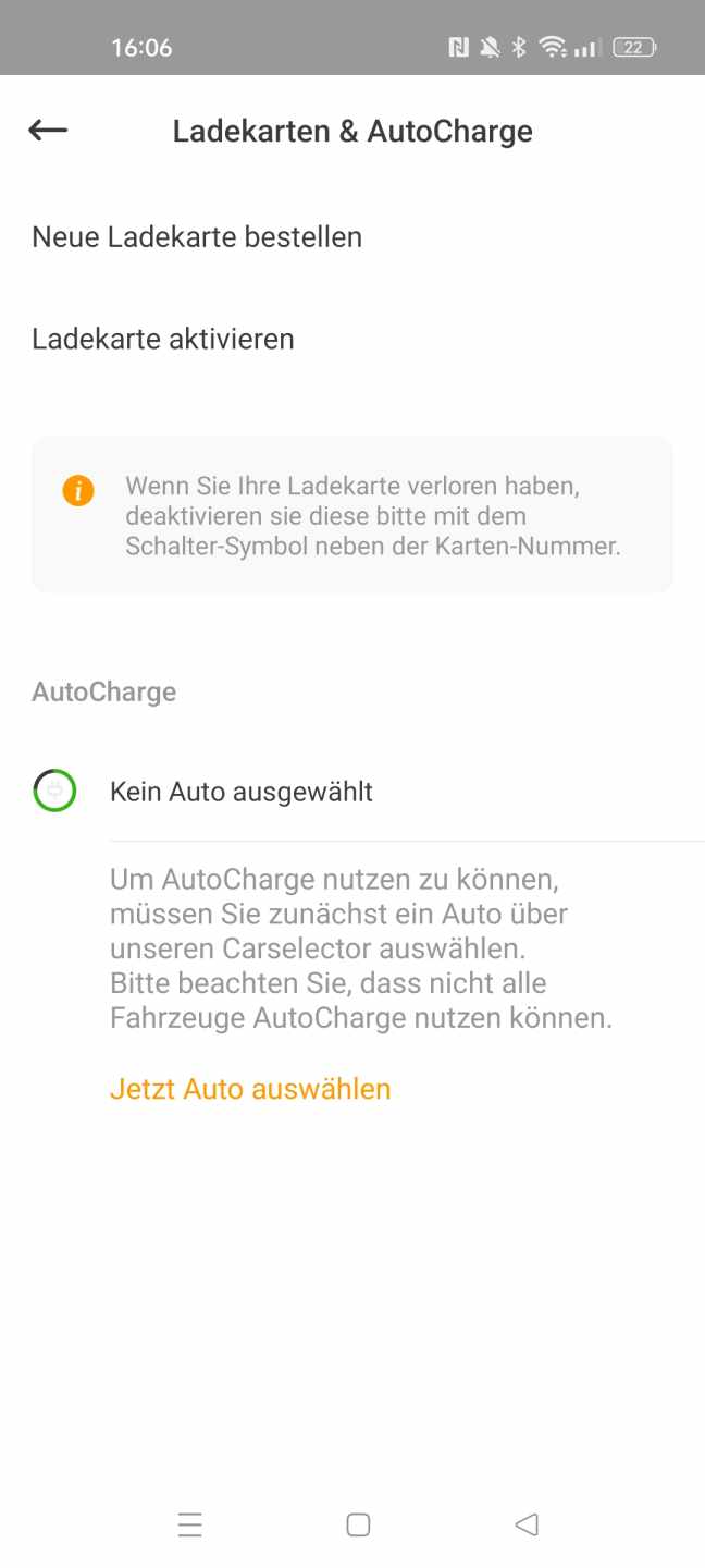 Screenshot App Ladekarte & AutoCharge