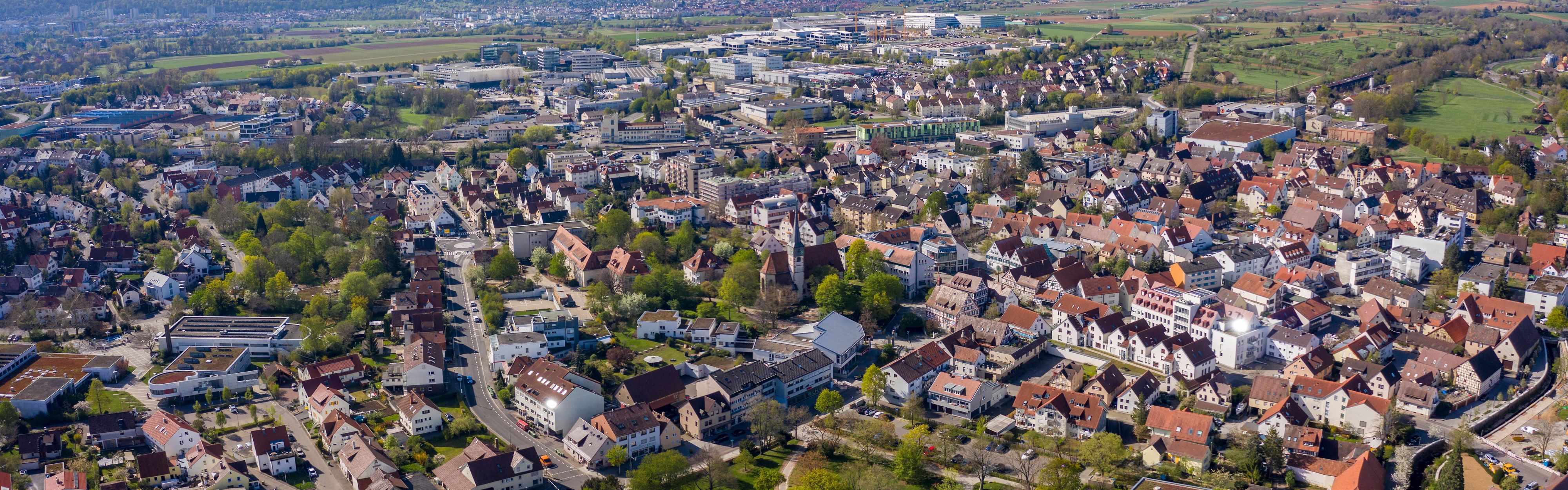 Luftbildaufnahme der Stadt Ditzingen