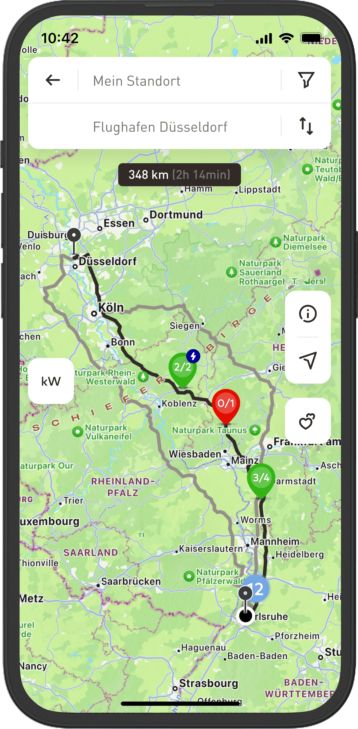 EnBW mobility+ App Routenplaner