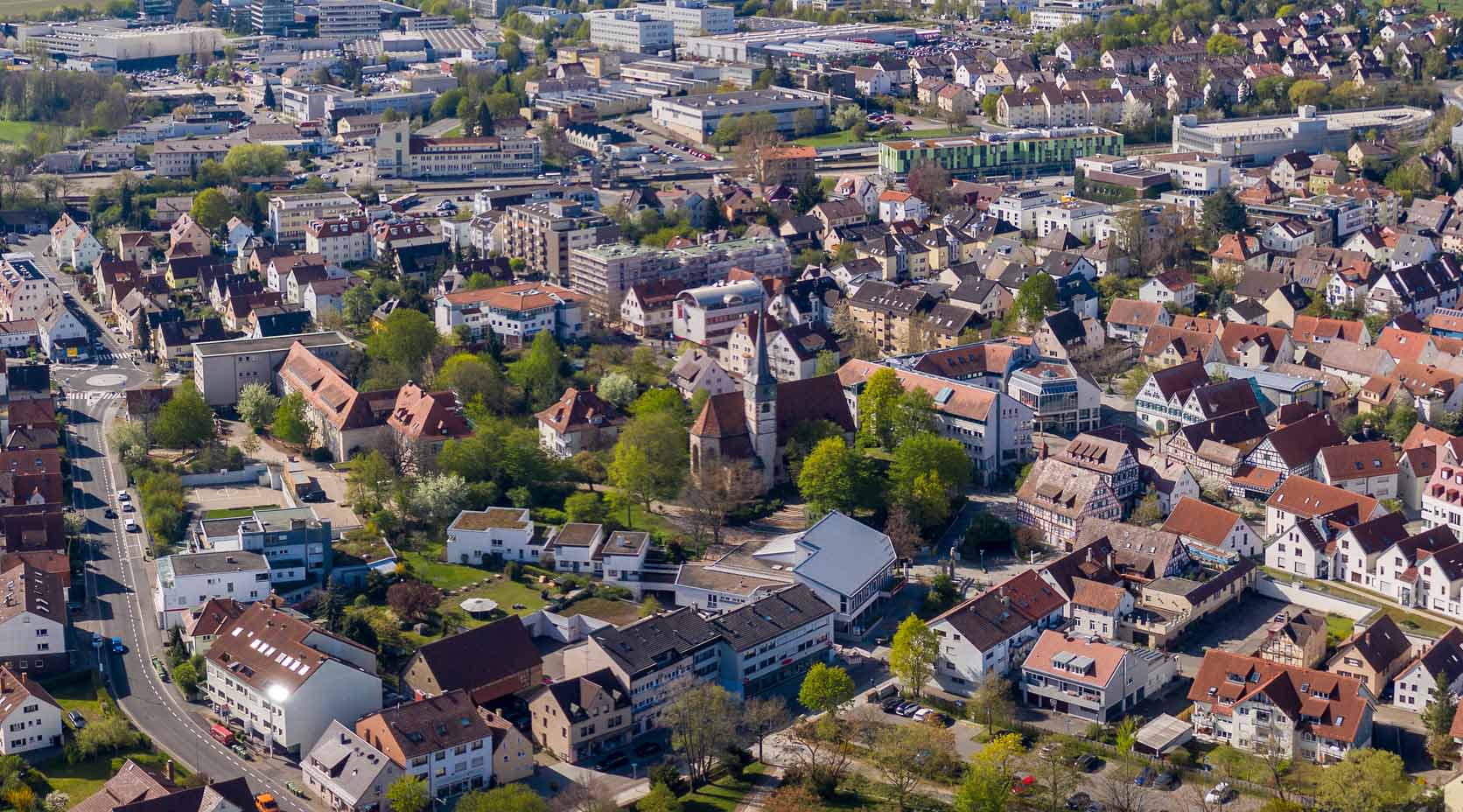 Luftbildaufnahme der Stadt Ditzingen