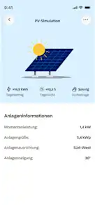 App-Screen zeigt Bereich zur Konfiguration der PV-Anlage