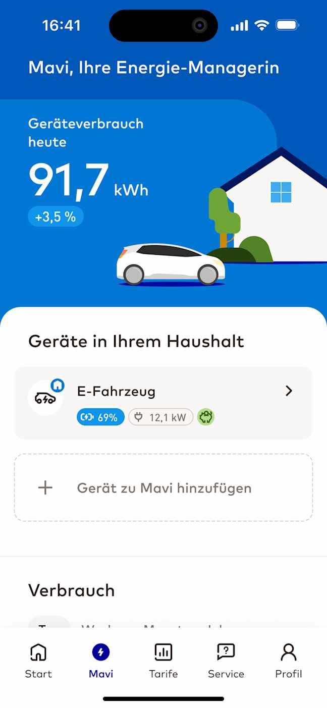 EnBW Mavi Preisoptimiertes Laden Screen Startseite