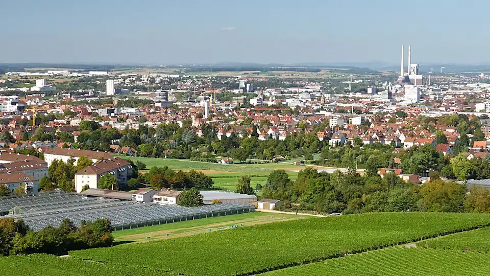 Stadt Heilbronn mit Kraftwerk Panorama Industrie-Landschaft
