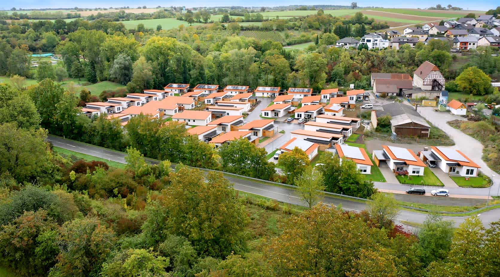 Drohnenaufnahme des Quartiers Flehingen