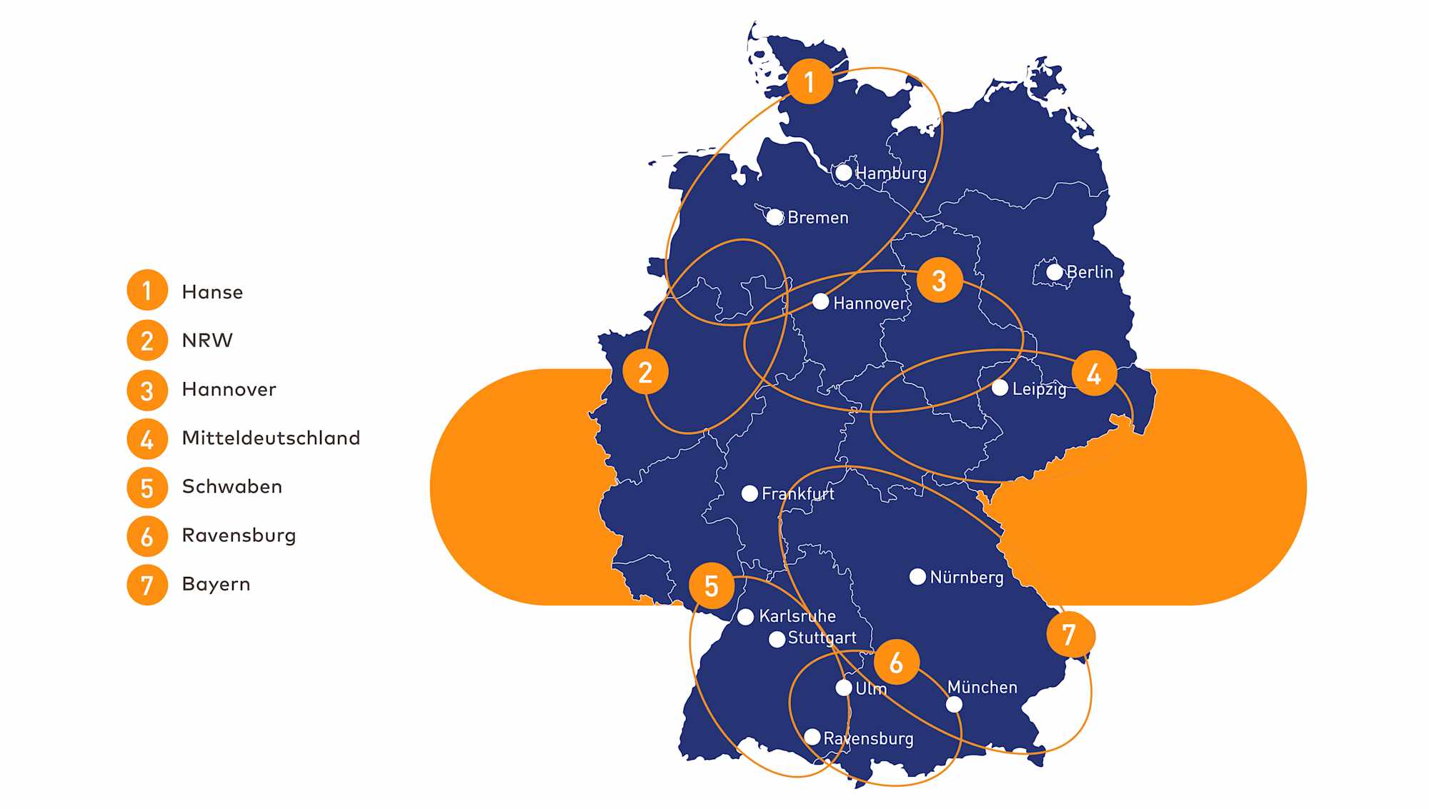 Deutschlandkarte mit Netzwerkanbietern für mehr Energieeffizienz und Klimaschutz.