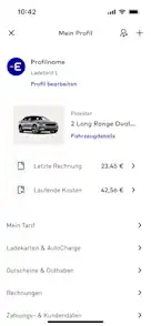 Screenshot App Zahlungsprofil