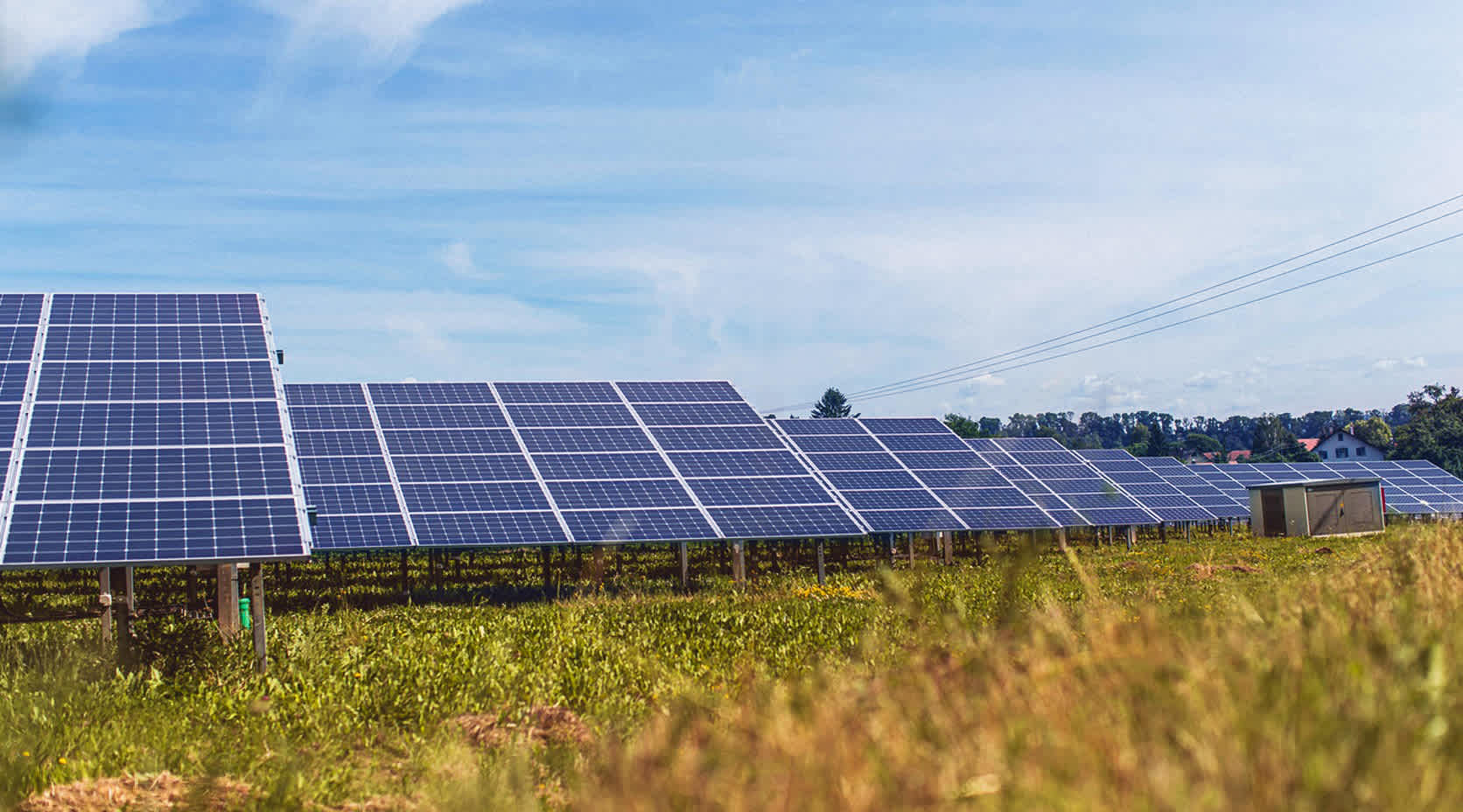 Solarpanels auf einer Wiese