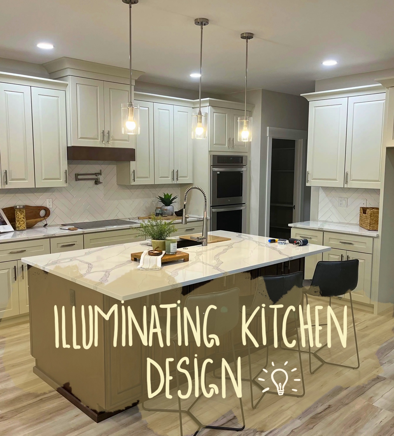 a kitchen with white cabinets