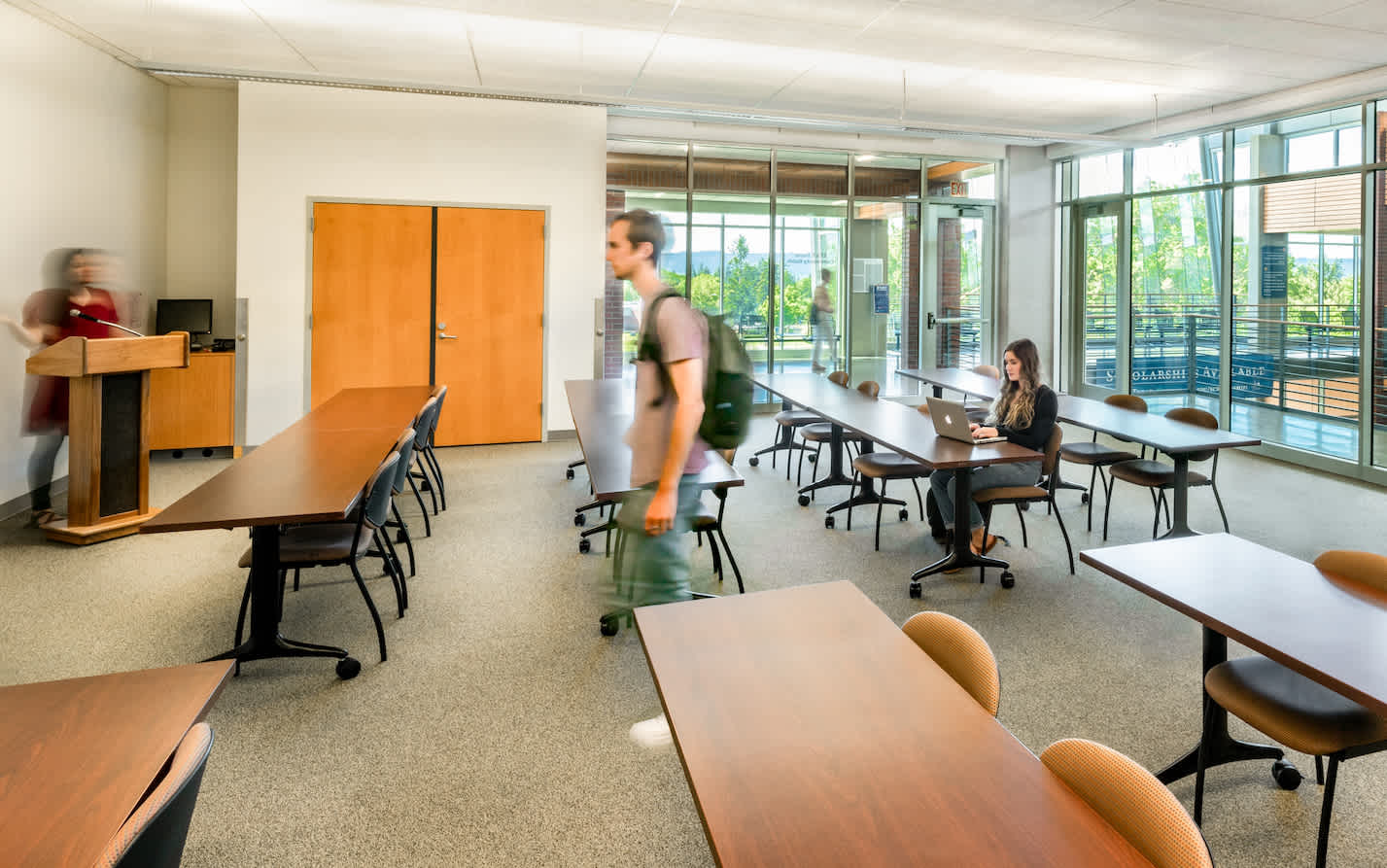 LSW Architects top priority for Clark College - Gaiser Hall was to provide access and maintain functionality of the bookstore, as well as maintaining egress routes from classrooms and offices.