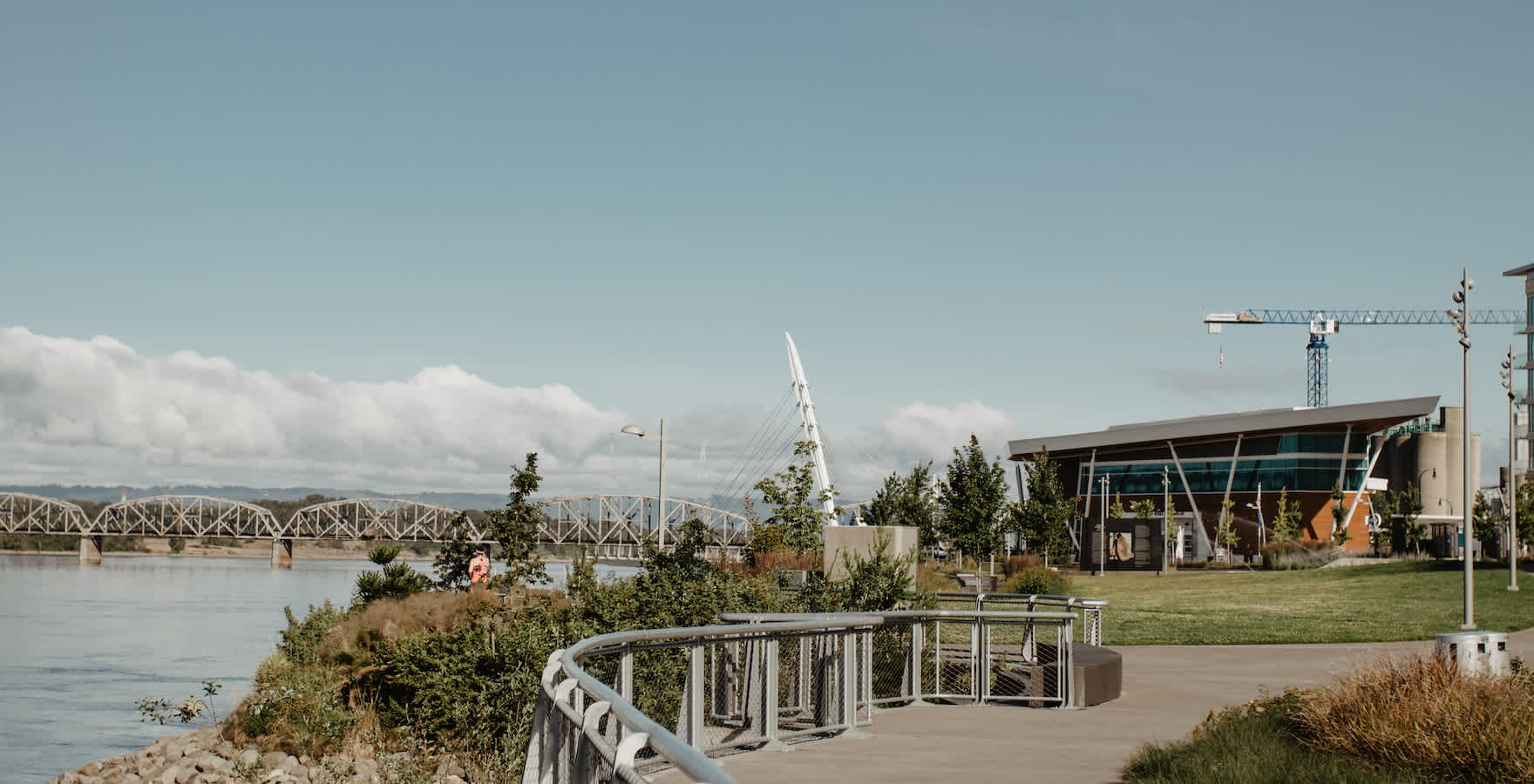 An aerial view of Vancouver'snew waterfront development and its public green spaces.