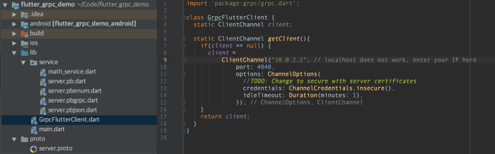 Fig 8: GrpcFlutterClient.dart