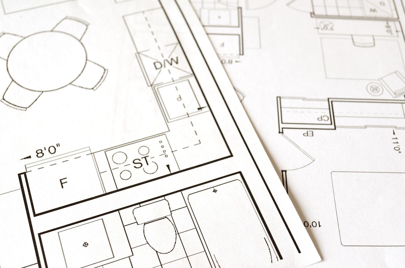 detail of an architectural drawing of a new home
