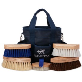 Grooming set including a tote and various horse brushes by SmartPak.