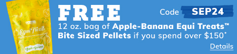 Get a free bag of Equi Treats™ Bite Sized Pellets Apple-Banana Flavor on orders over $150. Code: SEP24