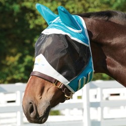 Horse wearing the Shires Fine Mesh Fly Mask w Ears