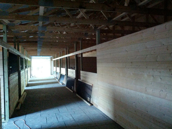 aisle way and stalls in new barn