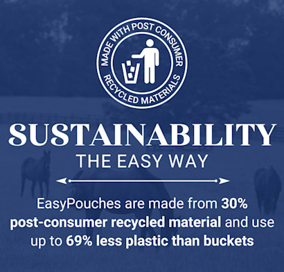 Infographic on EasyPouches made of 30% post consumer recycled material.