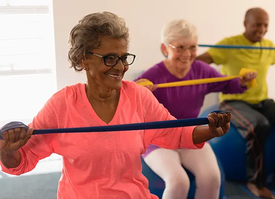elderly people exercising