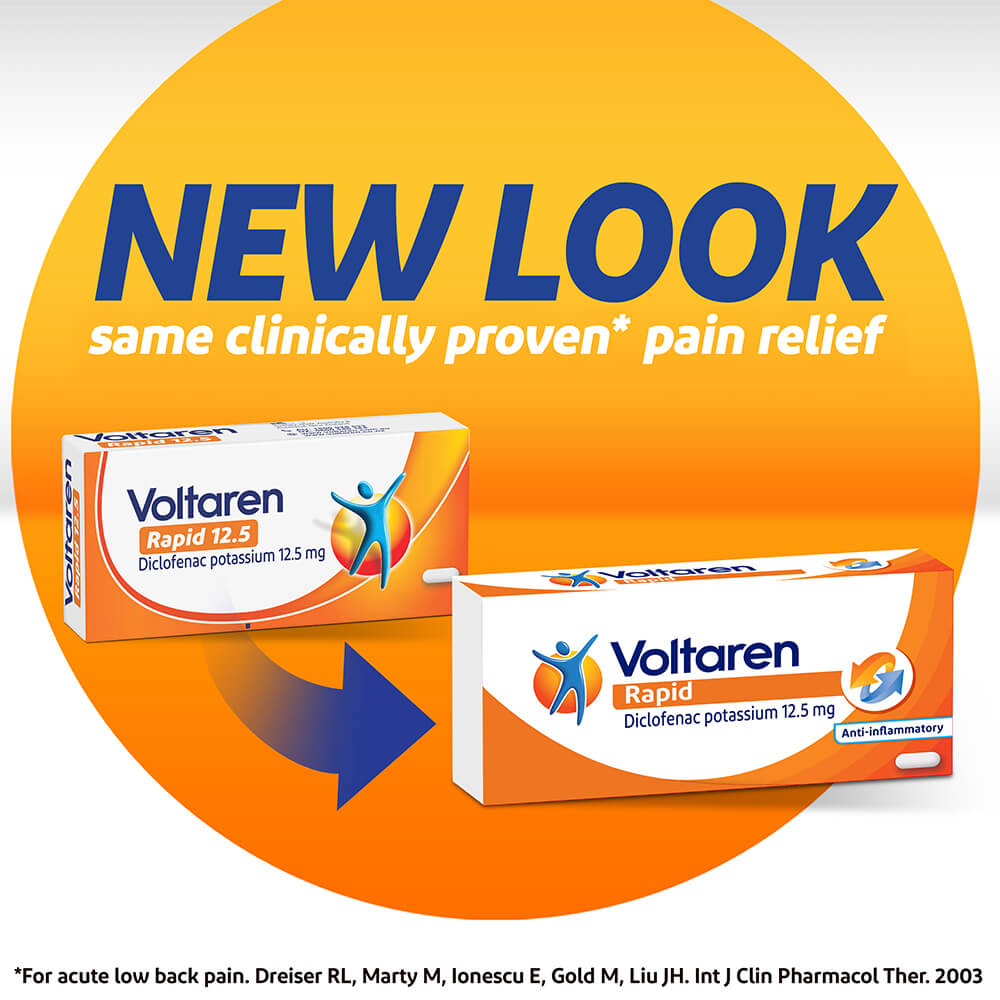  Voltaren Rapid 12.5 Tablets with Voltaren Rapid 25 Tablets and Voltaren Rapid 12.5 Liquid Capsules 