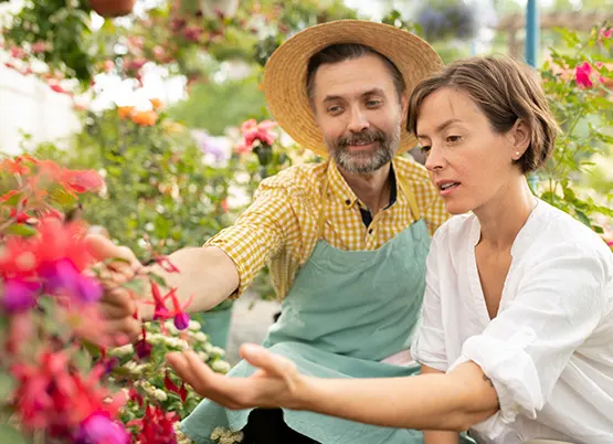  Man and woman working in the garden