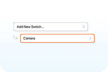 screenshot in iphone showing selecting camera as a new