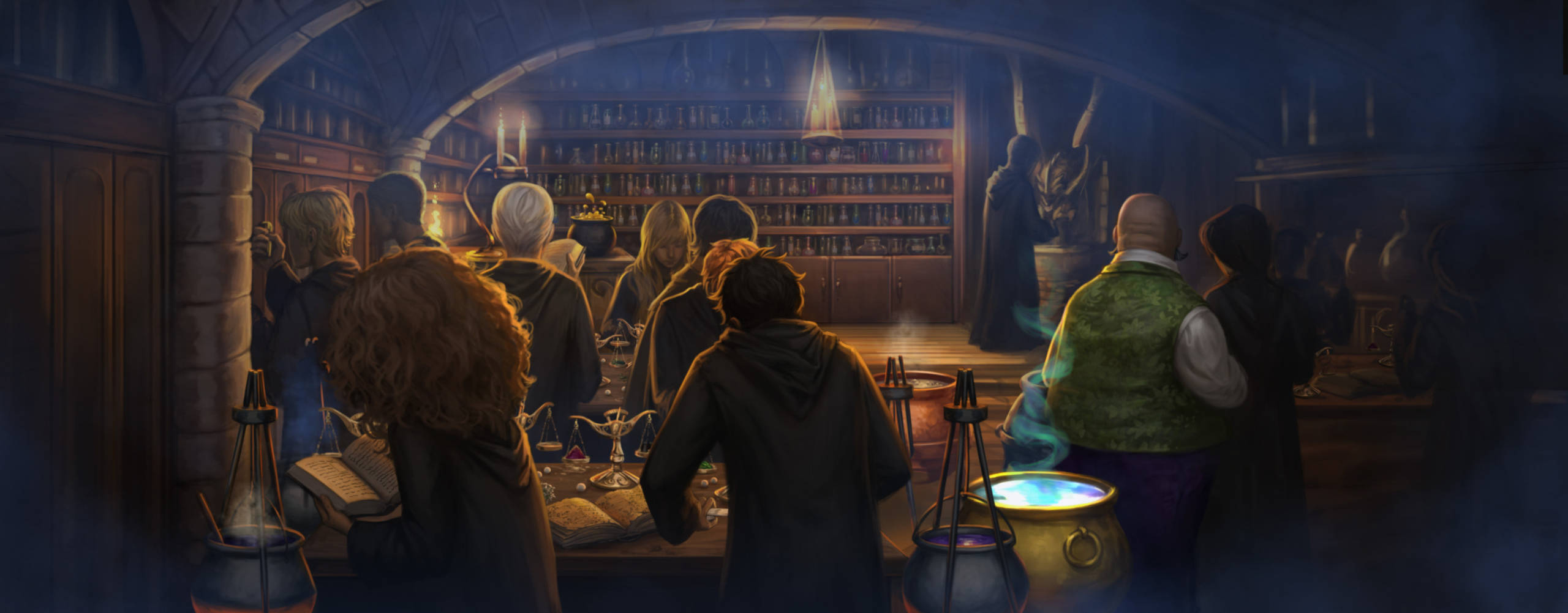 Professor Slughorn teaches potions to Harry's class