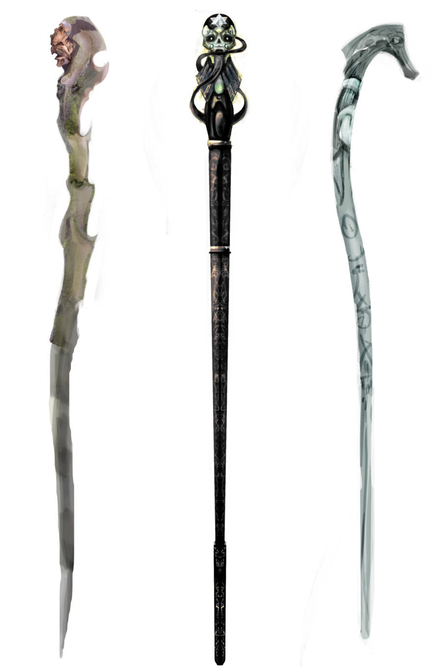 Three Death Eaters Wands from the Goblet of Fire.