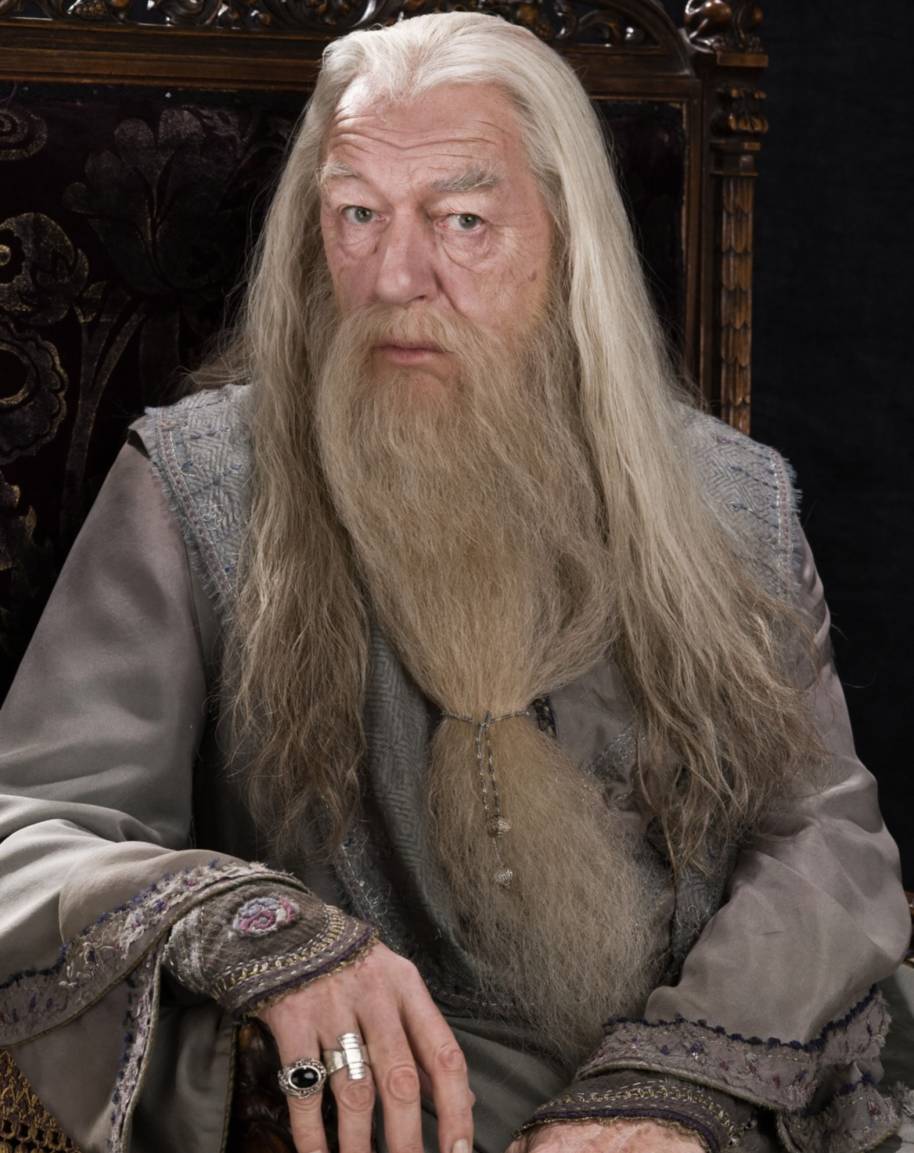 Dumbledore sitting in a chair from the Half Blood Prince 