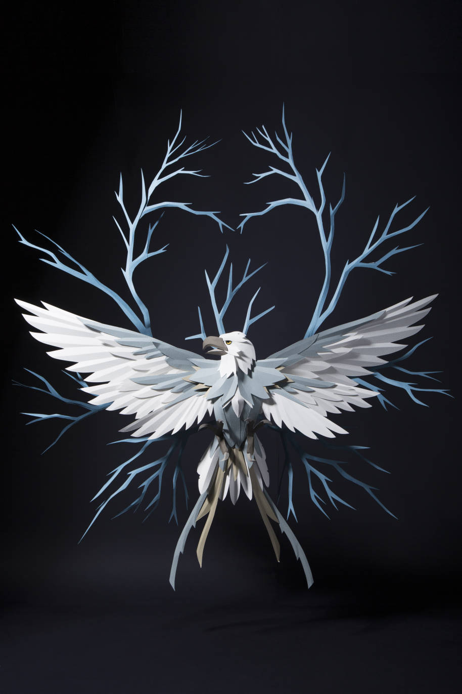 Photograph of a paper model of a Thunderbird, by artist Andy Singleton