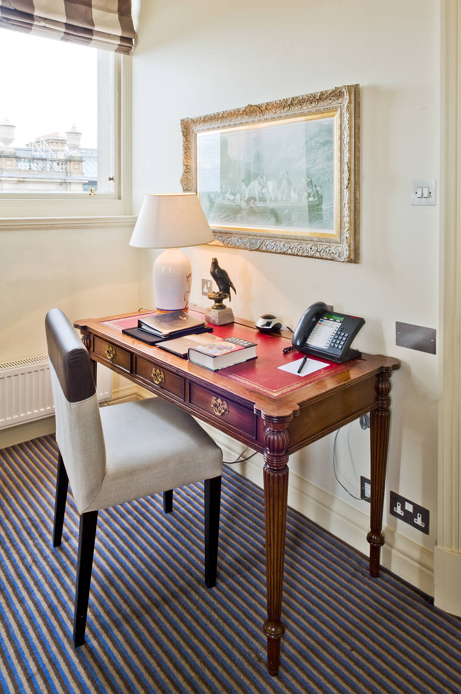 The desk in the J.K. Rowling Suite where the author finished writing Harry Potter and the Deathly Hallows