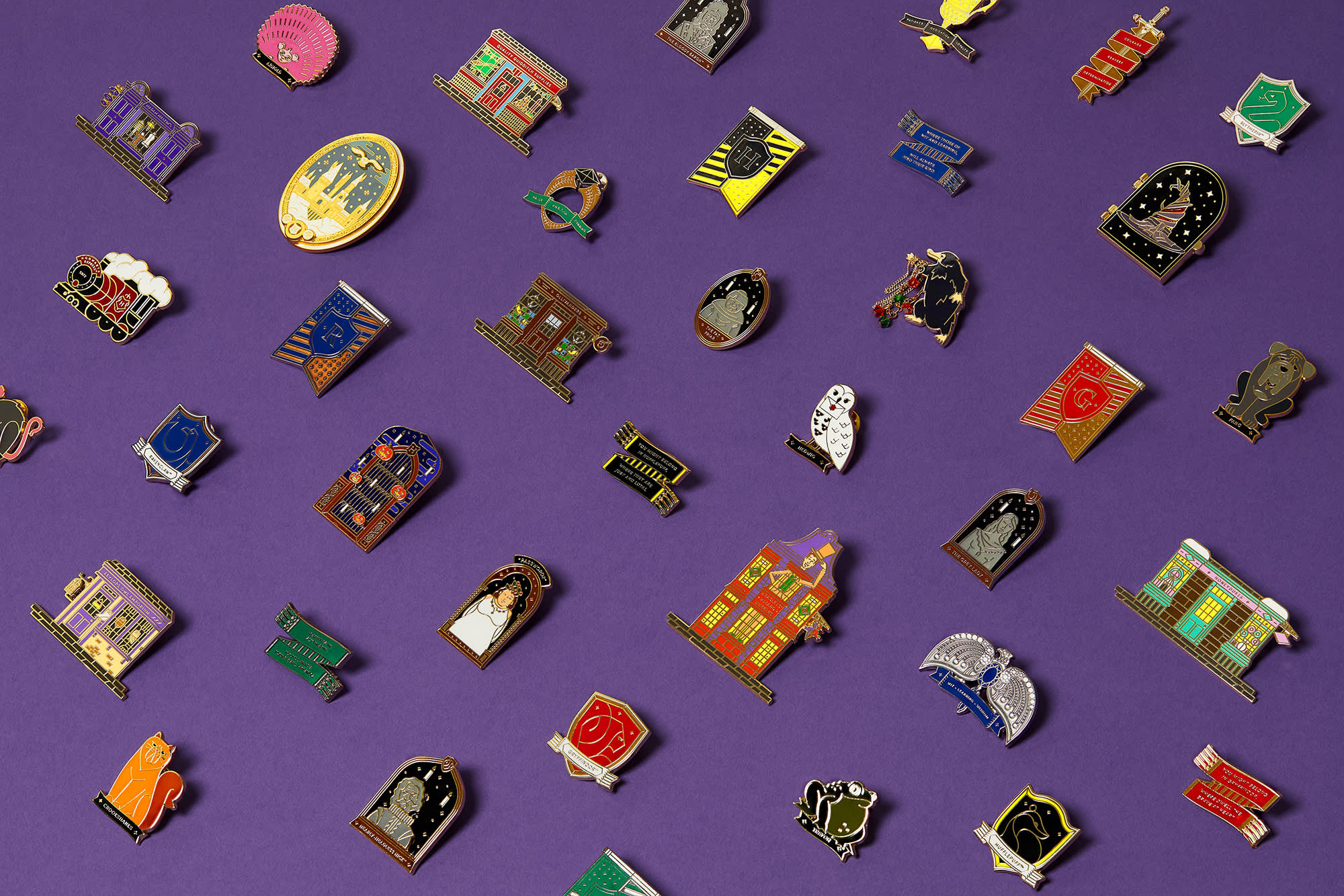 All the pins available so far in the Harry Potter Fan Club