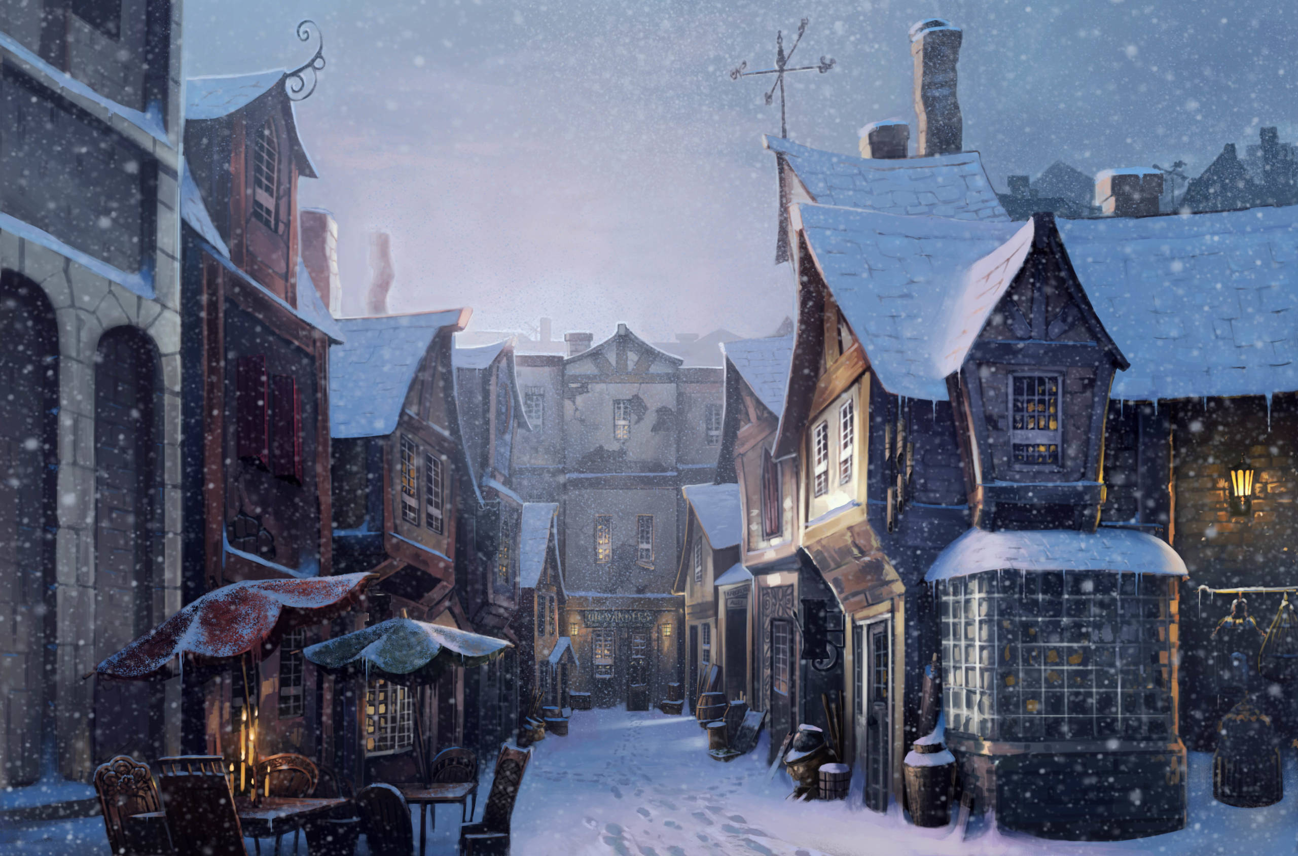 Diagon Alley in the snow