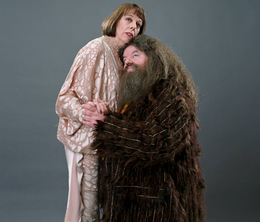 Hagrid et Madame Maxime dansent ensemble.