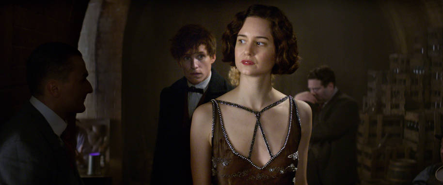 Tina, Newt and Jacob in The Blind Pig speakeasy. 