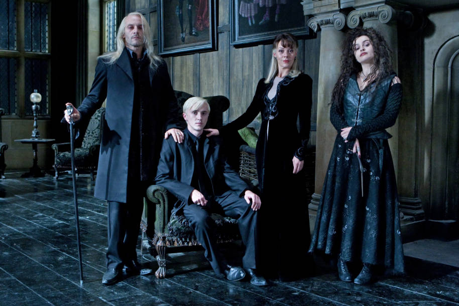 A family photo of Lucius Narcissa Draco and Bellatrix 