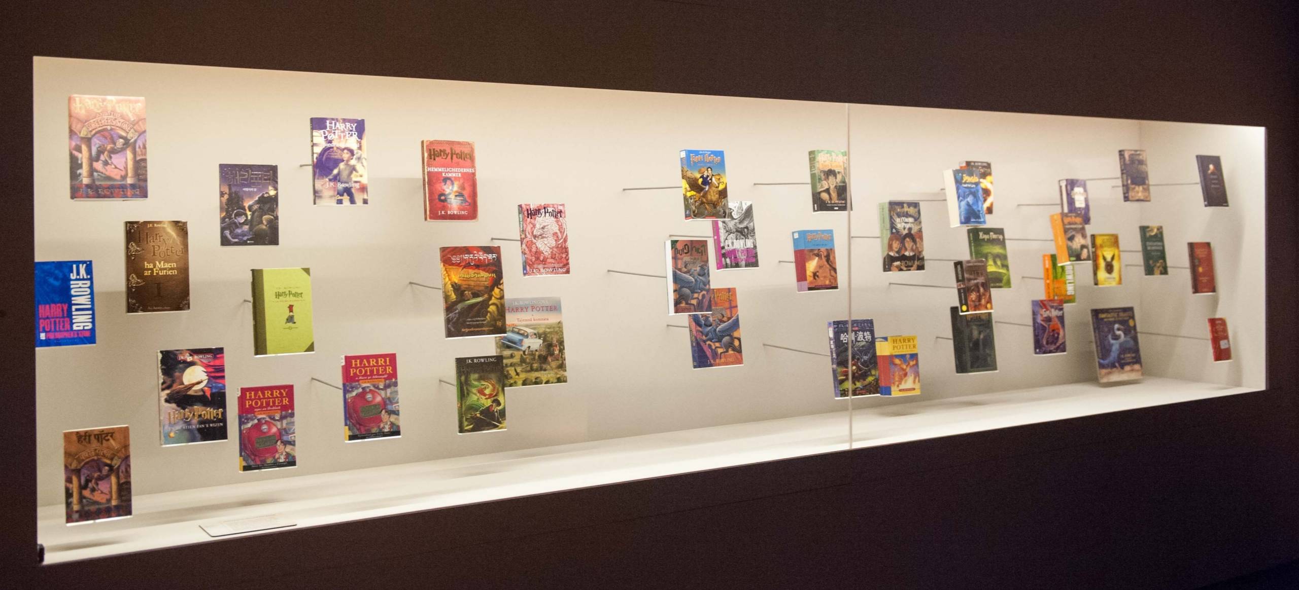 Collection of Harry Potter books from the British Library exhibition, A History of Magic