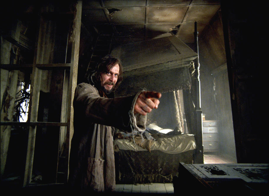 Sirius Black pointing his finger in the Shrieking Shack