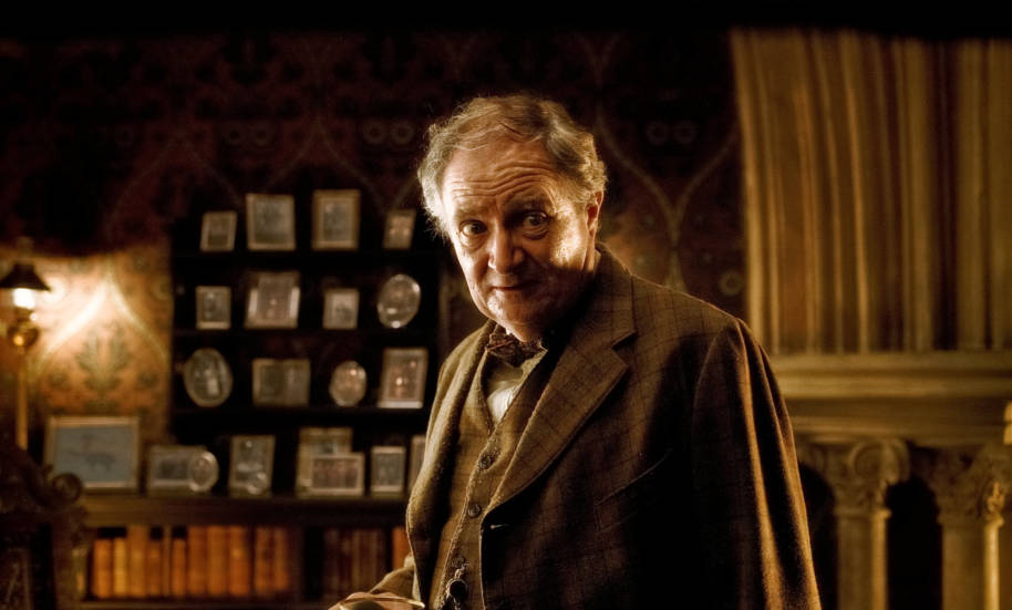 Professor Slughorn looks worried at the prospect of being asked about Tom Riddle