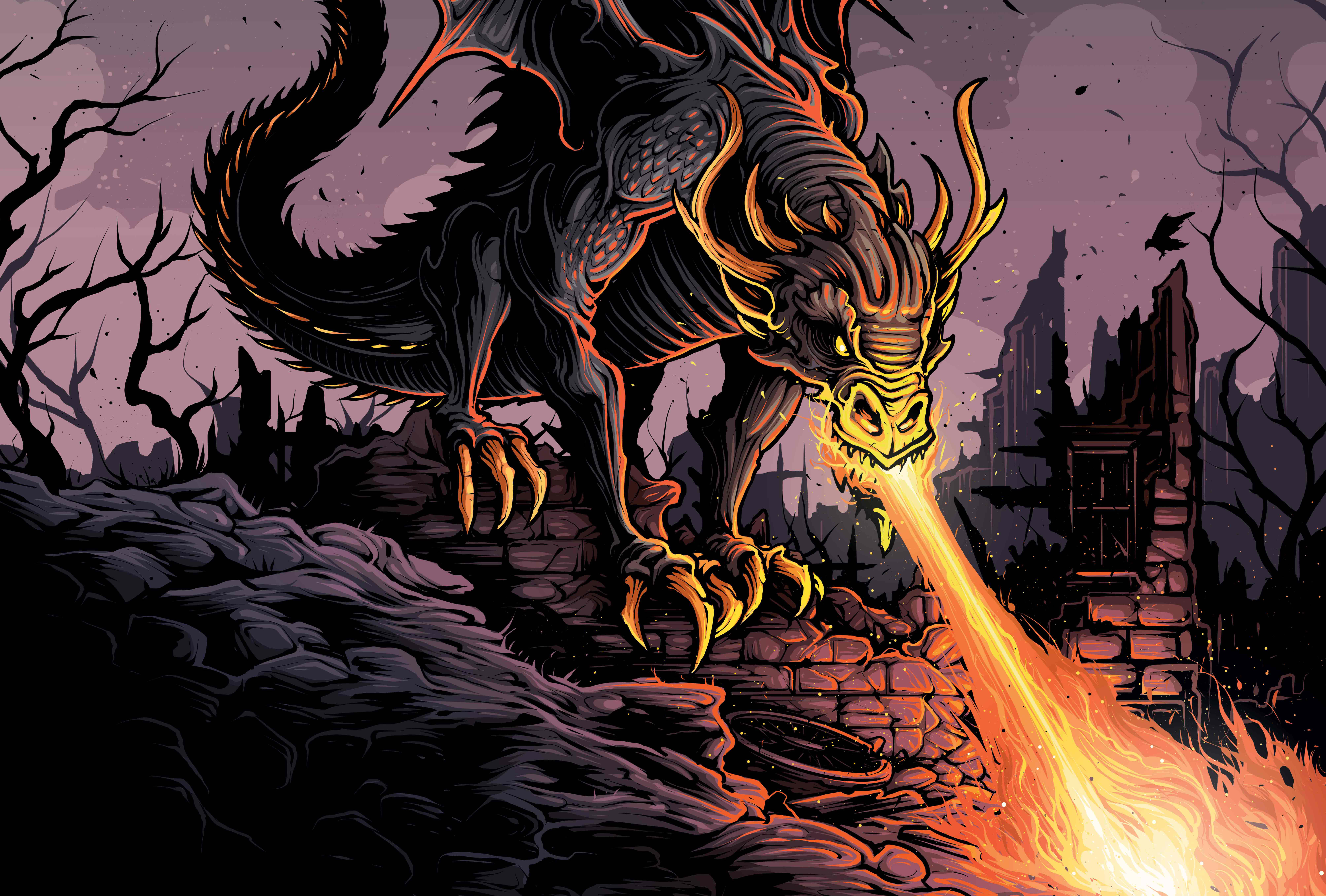 PM Illustrations dragons of the wizarding world Hungarian Horntail crop hero 